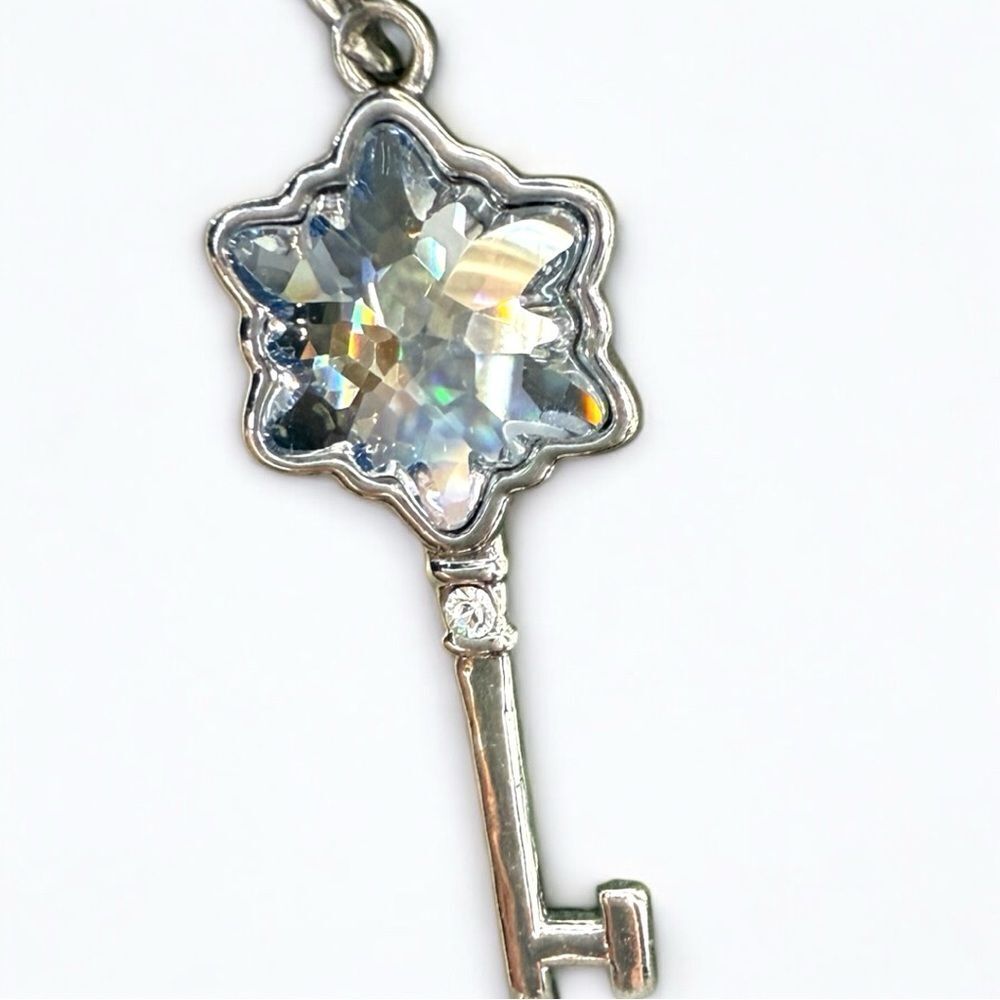 Crystal Star Key Pendant Charm Silver Tone Necklace Accessory